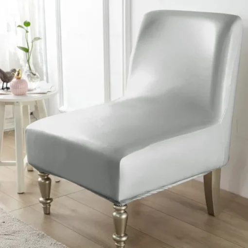 1Pc PU Waterproof Solid Color Stretch Armless Chair Cover - Durable PU Leather Slipcover for Single Oversized Chairs - Ideal for Home and Hotel Furniture Protection