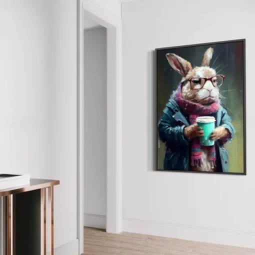 1pc Punk Rock Cat Portrait Oil Painting Wall Art Original Artwork Print Felino Anmail Mpressionist Home Decor Animal House Pet Decor