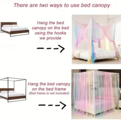 1Pc Rainbow Canopy Bed Curtains Princess Bed Canopy for Girls Bed Drapes Netting Bedroom Decoration