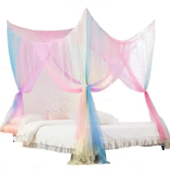 1Pc Rainbow Canopy Bed Curtains Princess Bed Canopy for Girls Bed Drapes Netting Bedroom Decoration