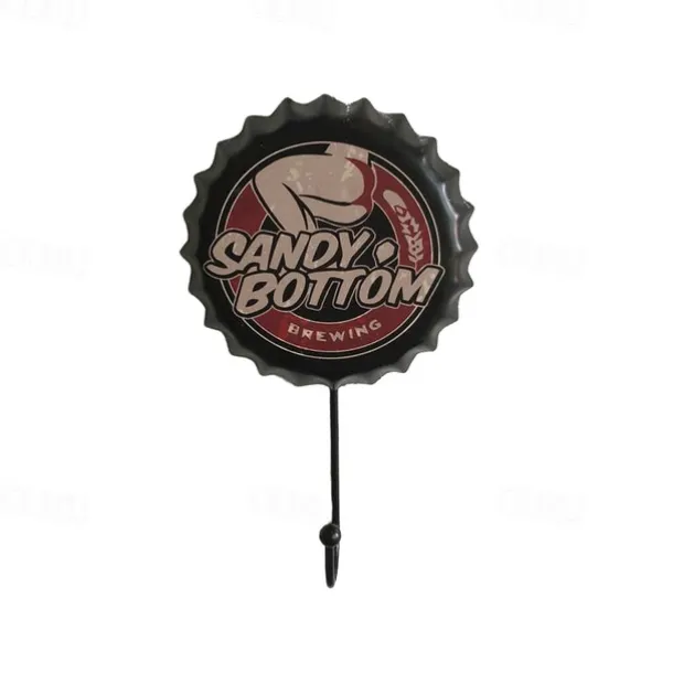 1pc Retro Metal Hooks Beer Bottle Cap Pattern Waterproof Hanging Hooks Perfect for Room Kitchen Porch Door & Home Improvement Outdoor Decor 10x16cm/4''x6.3''