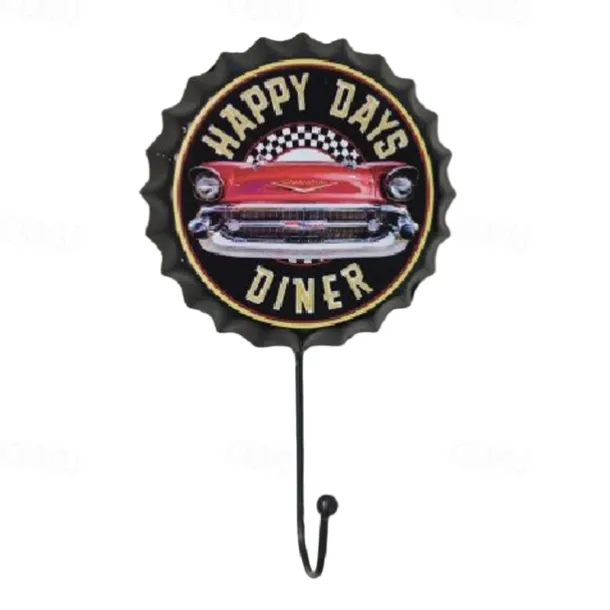 1pc Retro Metal Hooks Beer Bottle Cap Pattern Waterproof Hanging Hooks Perfect for Room Kitchen Porch Door & Home Improvement Outdoor Decor 10x16cm/4''x6.3''