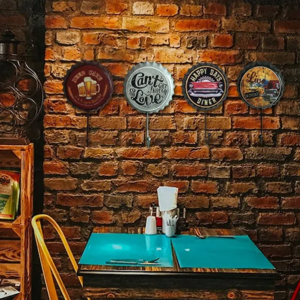 1pc Retro Metal Hooks Beer Bottle Cap Pattern Waterproof Hanging Hooks Perfect for Room Kitchen Porch Door & Home Improvement Outdoor Decor 10x16cm/4''x6.3''