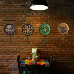 1pc Retro Metal Hooks Beer Bottle Cap Pattern Waterproof Hanging Hooks Perfect for Room Kitchen Porch Door & Home Improvement Outdoor Decor 10x16cm/4''x6.3''