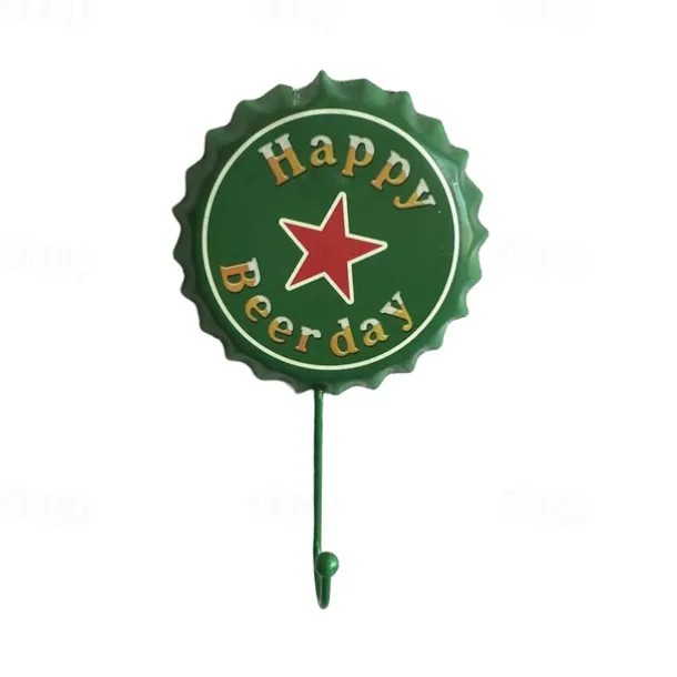1pc Retro Metal Hooks Beer Bottle Cap Pattern Waterproof Hanging Hooks Perfect for Room Kitchen Porch Door & Home Improvement Outdoor Decor 10x16cm/4''x6.3''
