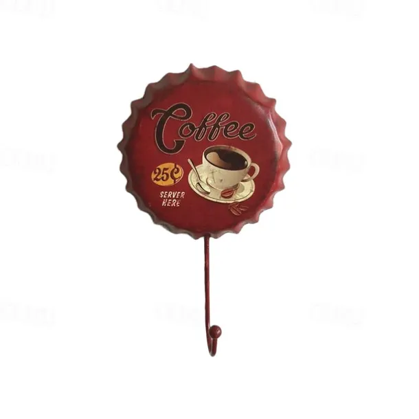 1pc Retro Metal Hooks Beer Bottle Cap Pattern Waterproof Hanging Hooks Perfect for Room Kitchen Porch Door & Home Improvement Outdoor Decor 10x16cm/4''x6.3''