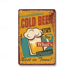 1pc Retro Metal Tin Sign Beer Tin Sign Vintage Bar Club Signs Wall Decor, Painting Wall Hanging for Home Decor Wall Art Metal Tin Sign 20x30cm/8''x12''