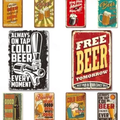 1pc Retro Metal Tin Sign Beer Tin Sign Vintage Bar Club Signs Wall Decor, Painting Wall Hanging for Home Decor Wall Art Metal Tin Sign 20x30cm/8''x12''