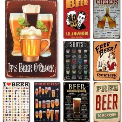 1pc Retro Metal Tin Sign Beer Tin Sign Vintage Bar Club Signs Wall Decor, Painting Wall Hanging for Home Decor Wall Art Metal Tin Sign 20x30cm/8''x12''