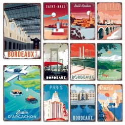 1pc Retro Metal Tin Sign City Tin Sign Vintage Kitchen Signs Wall Decor, Painting Wall Hanging for Restaurant Decor Bar Decor Home Decor Wall Art Metal Tin Sign 20x30cm/8''x12''