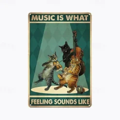 1pc Retro Metal Tin Sign Cute Cat Tin Sign Vintage Kitchen Signs Wall Decor, Painting Wall Hanging for Home Decor Wall Art Metal Tin Sign 20x30cm/8''x12''