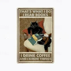 1pc Retro Metal Tin Sign Cat Wine Tin Sign Vintage Kitchen Signs Wall Decor, Painting Wall Hanging for Home Decor Wall Art Metal Tin Sign 20x30cm/8''x12''