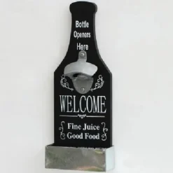 1pc Retro Wooden Bottle Opener Wall Mounted Hanging Beer Openers Bar Tools Alloy Electroplating Process Bar Cafe Wall Decoration