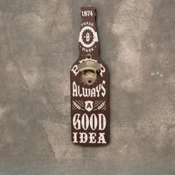 1pc Retro Wooden Bottle Opener Wall Mounted Hanging Beer Openers Bar Tools Alloy Electroplating Process Bar Cafe Wall Decoration 11x39cm/4.3''x15.4''