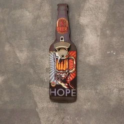 1pc Retro Wooden Bottle Opener Wall Mounted Hanging Beer Openers Bar Tools Alloy Electroplating Process Bar Cafe Wall Decoration 11x39cm/4.3''x15.4''