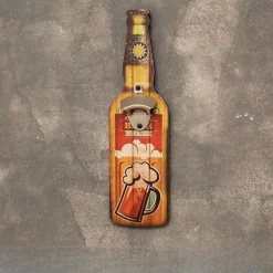 1pc Retro Wooden Bottle Opener Wall Mounted Hanging Beer Openers Bar Tools Alloy Electroplating Process Bar Cafe Wall Decoration 11x39cm/4.3''x15.4''