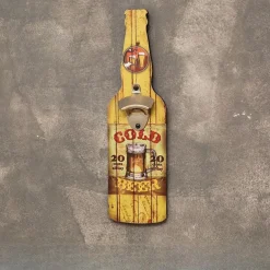 1pc Retro Wooden Bottle Opener Wall Mounted Hanging Beer Openers Bar Tools Alloy Electroplating Process Bar Cafe Wall Decoration 11x39cm/4.3''x15.4''