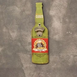 1pc Retro Wooden Bottle Opener Wall Mounted Hanging Beer Openers Bar Tools Alloy Electroplating Process Bar Cafe Wall Decoration 11x39cm/4.3''x15.4''