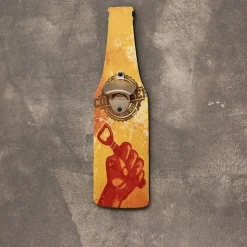 1pc Retro Wooden Bottle Opener Wall Mounted Hanging Beer Openers Bar Tools Alloy Electroplating Process Bar Cafe Wall Decoration 11x39cm/4.3''x15.4''