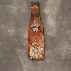 1pc Retro Wooden Bottle Opener Wall Mounted Hanging Beer Openers Bar Tools Alloy Electroplating Process Bar Cafe Wall Decoration 11x39cm/4.3''x15.4''