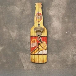 1pc Retro Wooden Bottle Opener Wall Mounted Hanging Beer Openers Bar Tools Alloy Electroplating Process Bar Cafe Wall Decoration 11x39cm/4.3''x15.4''
