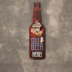 1pc Retro Wooden Bottle Opener Wall Mounted Hanging Beer Openers Bar Tools Alloy Electroplating Process Bar Cafe Wall Decoration 11x39cm/4.3''x15.4''