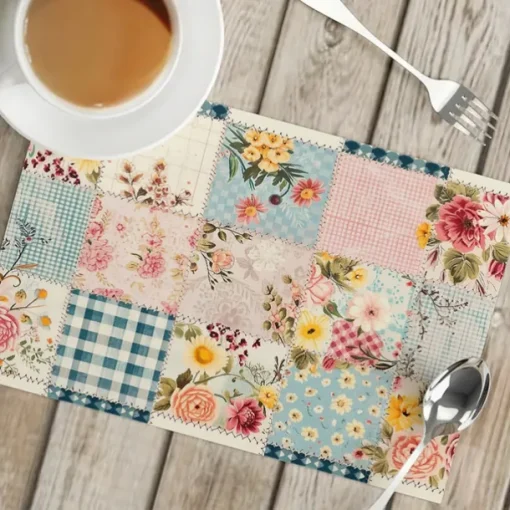 1PC Rural American Floral Placemat Table Mat 12x18 Inch Table Mats for Party Kitchen Dining Decoration