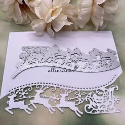 1pc Santa Deer Sleigh Border Metal Cutting Dies Stencils Die Cut For DIY Scrapbooking Album Paper Card Embossing