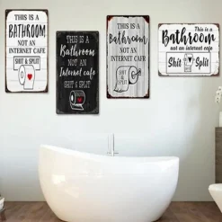 1pc Sarcastic Metal Tin Sign Bathroom Decor Wall Decor Signs This Is Bathroom Not An Internet 20x30cm/8''x12''