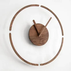 1pc Silent Wooden Acrylic Wall Clock For Bedroom And Living Room Creative Hanging Design With Hole Free Mounting 35 CM
