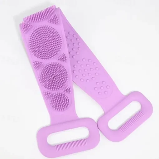 1pc Silicone Body Scrubber Shower Brush Bath Exfoliating Brush Belt Back Scrub Body Cleaner Cleaning Strap Bathroom Accessories