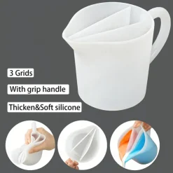 1PC Silicone Split Cup with Handle Resin Mixing Cups with 3/4/5 Grids Fluid Art for Resin Crafts DIY Tool