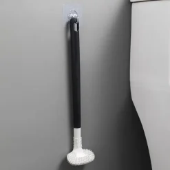 1pc Silicone Toilet Brush Golf Brush Head With No Dead Corner On Both Sides Soft Hair Cleaning Toilet Brush Toilet Curved Toilet Brush