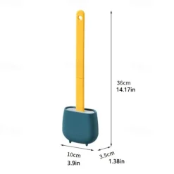 1pc, Silicone Toilet Brush And Holder Set For Bathroom, Wall Toilet Wand No-Slip Long Handle Soft Silicone Bristle Clean Toilet Corner Easily, Flexible Toilet Bowl Brush Head With Silicone Bristles