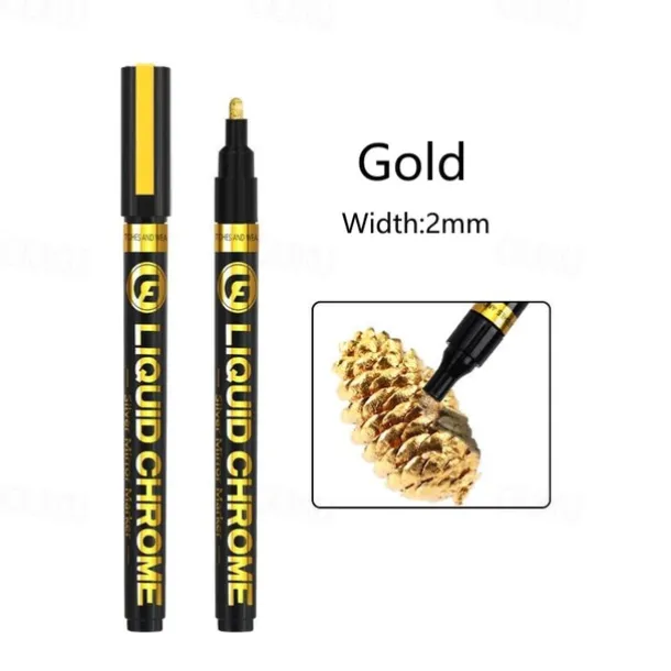 1pc Silver/Gole/Copper/Bronze Red Chrome Marker Mirror Reflective Paint Pen,4 Styles Available,Perfect For Easter Decoration,Perfect For Easter Decoration