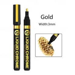 1pc Silver/Gole/Copper/Bronze Red Chrome Marker Mirror Reflective Paint Pen,4 Styles Available,Perfect For Easter Decoration,Perfect For Easter Decoration