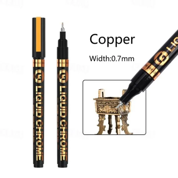 1pc Silver/Gole/Copper/Bronze Red Chrome Marker Mirror Reflective Paint Pen,4 Styles Available,Perfect For Easter Decoration,Perfect For Easter Decoration