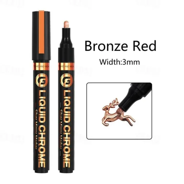 1pc Silver/Gole/Copper/Bronze Red Chrome Marker Mirror Reflective Paint Pen,4 Styles Available,Perfect For Easter Decoration,Perfect For Easter Decoration