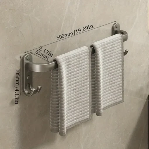 1pc Space-Saving Wall Mounted Towel Rack - Aluminum Shower Room Holder for Bathroom Towels and Washroom Storage