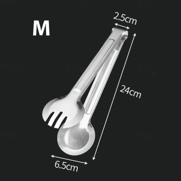 1Pc Stainless Steel BBQ Tongs - Heat Resistant & Non-Magnetic Food Clip for Outdoor Grilling - Safe & Durable