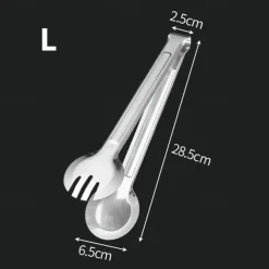 1Pc Stainless Steel BBQ Tongs - Heat Resistant & Non-Magnetic Food Clip for Outdoor Grilling - Safe & Durable