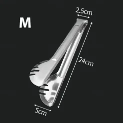 1Pc Stainless Steel BBQ Tongs - Heat Resistant & Non-Magnetic Food Clip for Outdoor Grilling - Safe & Durable