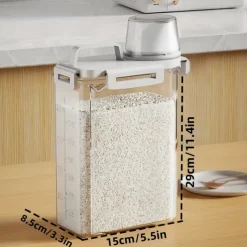 1pc Storage Container with Lid - Household Insect-Proof Moisture-Proof Airtight Jar - Portable Leak-Proof Food Storage Box for Cereal, Nuts, Flour, and Rice - Kitchen Organization and Storage Accessories
