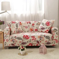 1pc Stretch Sofa Cover Slipcover Elastic Sectional Couch Armchair Loveseat 1 or 2 Seater Shape Plants Floral High Elasticity Four Seasons Universal Super Soft Fabric with Two Pillowcases