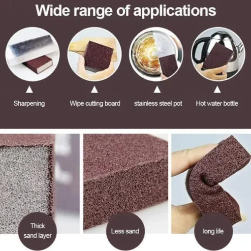 4Pc Strong Decontamination New Diamond Sand Kitchen Brush Sponge Descaling Brush Hot Sale Magic Pan Pot Brush Kitchen Clean Tools