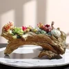 1pc, Stump Succulent Plant Flowerpot Indoor And Outdoor Plants Cute And Unique Resin Garden Vase With Drainage Holes