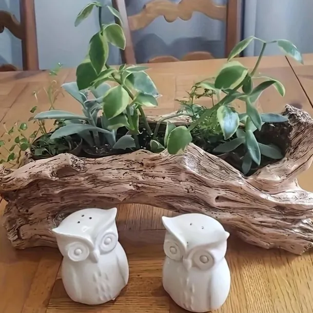 1pc, Stump Succulent Plant Flowerpot Indoor And Outdoor Plants Cute And Unique Resin Garden Vase With Drainage Holes