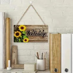 1pc Sunflower Wood Wall Sign Wooden Sunflower Pattern Plaque Sign Decoration Home Decoration Door Hanger Suitable For Bedroom Porch Courtyard Hanging Decoration 15x29cm / 6''x11''