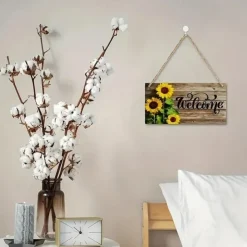 1pc Sunflower Wood Wall Sign Wooden Sunflower Pattern Plaque Sign Decoration Home Decoration Door Hanger Suitable For Bedroom Porch Courtyard Hanging Decoration 15x29cm / 6''x11''