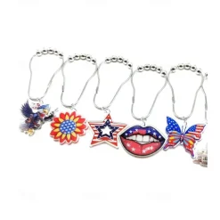 1pc 4th of July Shower Curtain Hooks With Ball Bearings, American Patriotic Blue White Red Curtain Tiebacks, Independence Day For Bathroom Accessories